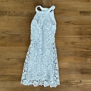 Lulu’s light blue lace mini dress